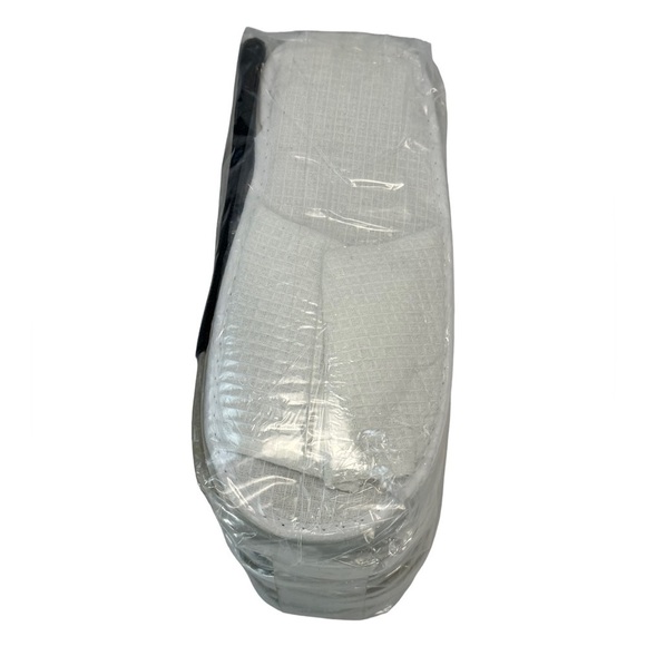 Waffle Open Toe Unisex Washable and Non-Disposable Spa Slippers - White - OS - Picture 8 of 9